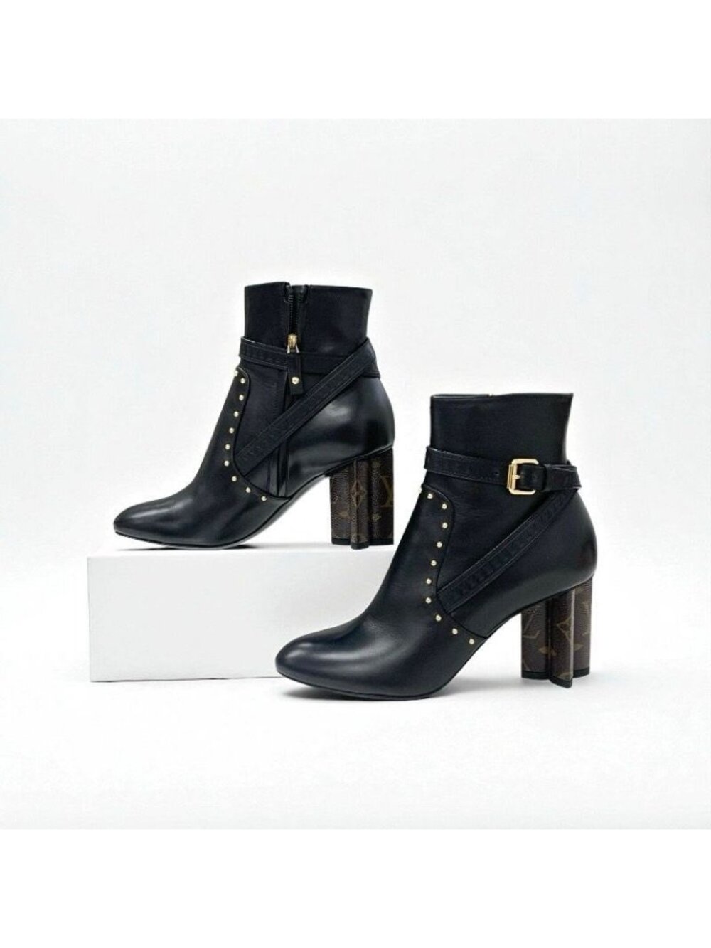 Louis Vuitton Silhouette Line Monogram Boots Short Shoes Leather Black - Picture 4 of 10